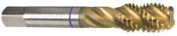 Guhring - 1/2-20 UNF 3 Flute 3B Modified Bottoming Spiral Flute Tap - Powdered Metal, TiN Finish, 3-3/8" OAL, Right Hand Flute, Right Hand Thread, Series 3999 - Eagle Tool & Supply