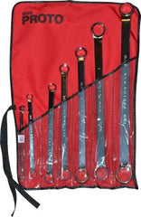 Proto - 7 Piece, 5/16" x 3/8" to 1-1/16" x 1-1/8", 12 Point Box End Wrench Set - Inch Measurement Standard, Full Polish Finish, Comes in Nylon Roll - Eagle Tool & Supply