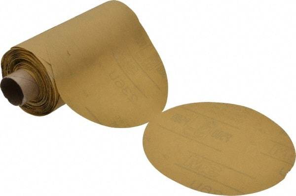 3M - 5" Diam, 500 Grit Aluminum Oxide Adhesive PSA Disc - Extra Fine Grade, Yellow, C Weighted Backing, Flexible, Use with Random Orbital Sanders - Eagle Tool & Supply