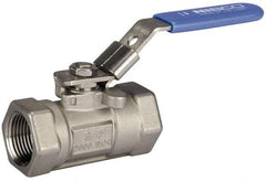 NIBCO - 1-1/2" Pipe, Reduced Port, Carbon Steel Fire Safe Ball Valve - 1 Piece, Inline - One Way Flow, FNPT x FNPT Ends, Oval Handle, 2,000 WOG - Eagle Tool & Supply