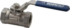 NIBCO - 1" Pipe, Reduced Port, Carbon Steel Standard Ball Valve - 1 Piece, Inline - One Way Flow, FNPT x FNPT Ends, Locking Lever Handle, 2,000 WOG - Eagle Tool & Supply
