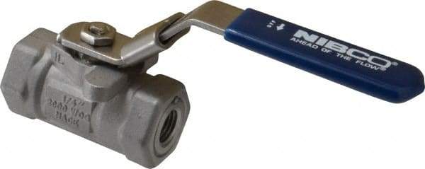 NIBCO - 1/4" Pipe, Reduced Port, Carbon Steel Standard Ball Valve - 1 Piece, Inline - One Way Flow, FNPT x FNPT Ends, Locking Lever Handle, 2,000 WOG - Eagle Tool & Supply