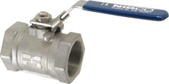NIBCO - 2" Pipe, Reduced Port, Standard Ball Valve - 1 Piece, Inline - One Way Flow, FNPT x FNPT Ends, Locking Lever Handle, 2,000 WOG - Eagle Tool & Supply