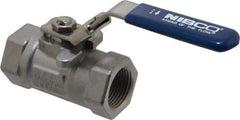 NIBCO - 3/4" Pipe, Reduced Port, Carbon Steel Standard Ball Valve - 1 Piece, Inline - One Way Flow, FNPT x FNPT Ends, Locking Lever Handle, 2,000 WOG - Eagle Tool & Supply