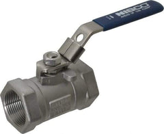 NIBCO - 1-1/4" Pipe, Reduced Port, Carbon Steel Standard Ball Valve - 1 Piece, Inline - One Way Flow, FNPT x FNPT Ends, Locking Lever Handle, 2,000 WOG - Eagle Tool & Supply