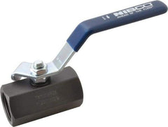 NIBCO - 1" Pipe, Carbon Steel Standard Ball Valve - 1 Piece, Inline - One Way Flow, FNPT x FNPT Ends, Lever Handle, 2,000 WOG - Eagle Tool & Supply