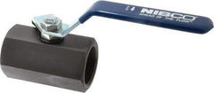NIBCO - 1-1/2" Pipe, Carbon Steel Standard Ball Valve - 1 Piece, Inline - One Way Flow, FNPT x FNPT Ends, Lever Handle, 1,500 WOG - Eagle Tool & Supply