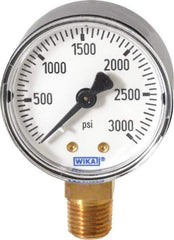 Wika - 2" Dial, 1/4 Thread, 0-3,000 Scale Range, Pressure Gauge - Lower Connection Mount, Accurate to 3-2-3% of Scale - Eagle Tool & Supply