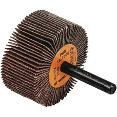 WALTER Surface Technologies - 2" Diam x 1" Face Width, Medium Aluminum Oxide Coated Mounted Flap Wheel - 1/4" Shank Mount, 80 Grit, Cloth Backing, 25,000 Max RPM - Eagle Tool & Supply