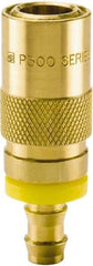 Parker - Nonthreaded Brass Hydraulic Hose Push-Lok Hose Barb Coupler & Straight Fitting - 200 psi, 12 GPM, 3/4" Hose Diam, Series Moldmate - Eagle Tool & Supply