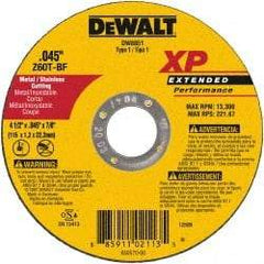 DeWALT - 24 Grit, 4-1/2" Wheel Diam, 7/8" Arbor Hole, Type 27 Depressed Center Wheel - Zirconia Alumina, Resinoid Bond, 13,300 Max RPM - Eagle Tool & Supply