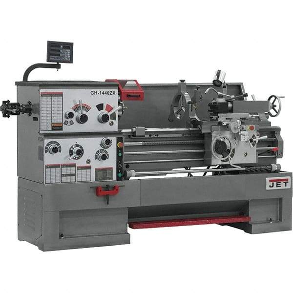 Jet - 14" Swing, 40" Between Centers, 230 Volt, Triple Phase Engine Lathe - 7MT Taper, 7-1/2 hp, 42 to 1,800 RPM, 3-1/8" Bore Diam, 40" Deep x 47" High x 97-1/2" Long - Eagle Tool & Supply