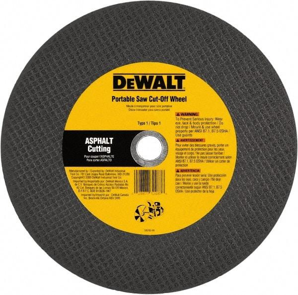 DeWALT - 12" 24 Grit Silicon Carbide Cutoff Wheel - 1/8" Thick, 20mm Arbor, 6,400 Max RPM, Use with Gas Powered Saws - Eagle Tool & Supply