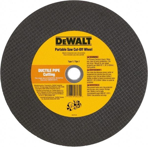 DeWALT - 12" 24 Grit Aluminum Oxide Cutoff Wheel - 1/8" Thick, 1" Arbor, 6,400 Max RPM, Use with Gas Powered Saws - Eagle Tool & Supply