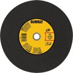 DeWALT - 14" 24 Grit Aluminum Oxide Cutoff Wheel - 1/8" Thick, 20mm Arbor, 5,500 Max RPM, Use with Gas Powered Saws - Eagle Tool & Supply