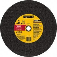 DeWALT - 14" 24 Grit Aluminum Oxide Cutoff Wheel - 0.109" Thick, 1" Arbor, 4,300 Max RPM, Use with Stationary Tools - Eagle Tool & Supply