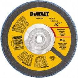 DeWALT - 40 Grit, 7" Disc Diam, 5/8-11 Center Hole, Type 29 Zirconia Alumina Flap Disc - 8,700 Max RPM, Poly Cotton Backing, Arbor Attaching System, Coated - Eagle Tool & Supply