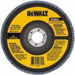 DeWALT - 40 Grit, 6" Disc Diam, 7/8" Center Hole, Type 29 Zirconia Alumina Flap Disc - 10,100 Max RPM, Poly Cotton Backing, Arbor Attaching System, Coated - Eagle Tool & Supply