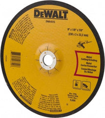 DeWALT - 24 Grit, 9" Wheel Diam, 1/8" Wheel Thickness, 7/8" Arbor Hole, Type 27 Depressed Center Wheel - Aluminum Oxide, Diamond Matrix Bond, 6,600 Max RPM, Compatible with Angle Grinder - Eagle Tool & Supply