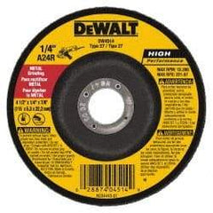 DeWALT - 24 Grit, 4-1/2" Wheel Diam, 1/4" Wheel Thickness, 7/8" Arbor Hole, Type 27 Depressed Center Wheel - Aluminum Oxide, Diamond Matrix Bond, 13,300 Max RPM, Compatible with Angle Grinder - Eagle Tool & Supply