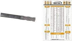 Hertel - 1", 1-1/2" LOC, 1" Shank Diam, 4" OAL, 4 Flute, Solid Carbide Square End Mill - Single End, TiN Finish, Spiral Flute, 30° Helix, Centercutting, Right Hand Cut - Eagle Tool & Supply