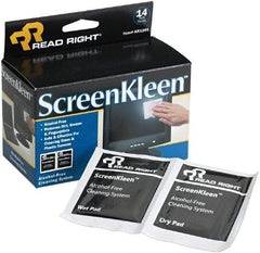 READ RIGHT - Pre-Moistened Screen Cleaning Wipes - Box, 5" x 5" Sheet Size, White - Eagle Tool & Supply