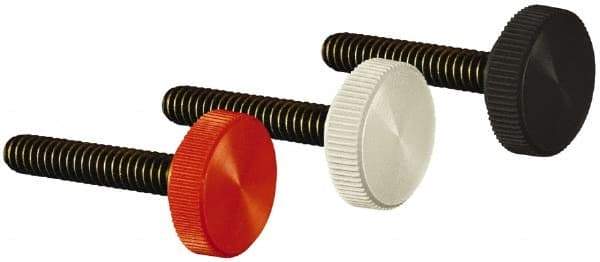 Made in USA - #10-32 Knurled Shoulder Steel Thumb Screw - 5/8" OAL, 5/8" Head Diam - Eagle Tool & Supply