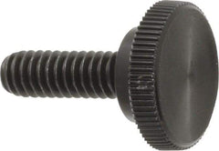 Made in USA - 1/4-20 Knurled Shoulder Steel Thumb Screw - 3/4" OAL, 3/4" Head Diam - Eagle Tool & Supply