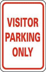 NMC - "Visitor Parking Only", 12" Wide x 18" High, Aluminum Parking Lot Traffic Signs - 0.063" Thick, Red on White, Rectangle, Post Mount - Eagle Tool & Supply
