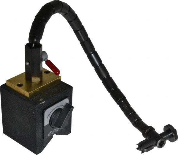 Flexbar - 150 Lb Magnetic Force, Indicator Positioner & Holder with Base - Flexible Arm, Rectangular Base, 3-1/8" Base Height, 2-3/4" Base Length, 2-3/4" Base Width - Eagle Tool & Supply