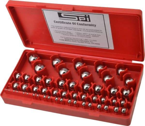 SPI - 1/8 to 1 Inch Diameter, Chrome Steel, Gage Ball Set - 0.0001 Inch Tolerance, Grade 24 Accuracy - Eagle Tool & Supply