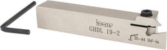 Iscar - External Thread, 0.33" Max Depth of Cut, 0.016" Min Groove Width, 4-1/2" OAL, Left Hand Indexable Grooving Cutoff Toolholder - 3/4" Shank Height x 3/4" Shank Width, GI.., GPV.., TIP.. Insert Style, GHD Toolholder Style, Series Cut Grip - Eagle Tool & Supply