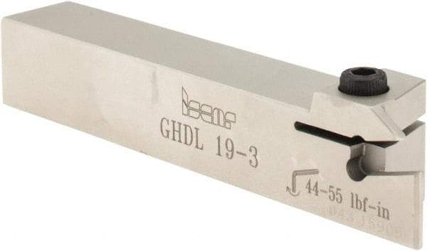 Iscar - GHD, External, Left Hand, 0.36" Max Depth of Cut, 0.11 to 0.157" Groove Width, Indexable Grooving Tool Holder - GI.. Insert Compatibility, 3/4" Shank Height, 3/4" Shank Width, 4-1/2" OAL - Eagle Tool & Supply