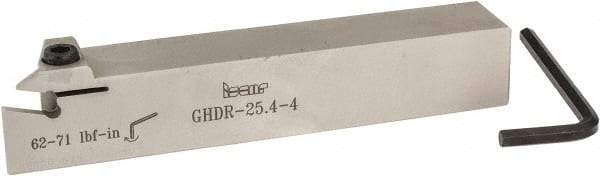 Iscar - External Thread, 0.4" Max Depth of Cut, 0.157" Min Groove Width, 6" OAL, Right Hand Indexable Grooving Cutoff Toolholder - 1" Shank Height x 1" Shank Width, GI.., GPV.., TIP.. Insert Style, GHD Toolholder Style, Series Cut Grip - Eagle Tool & Supply
