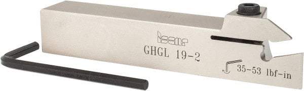 Iscar - GHG, External, Left Hand, 1.34" Max Depth of Cut, 0.016 to 3/32" Groove Width, Indexable Grooving Tool Holder - GI..,TIP.. Insert Compatibility, 3/4" Shank Height, 3/4" Shank Width, 4-1/2" OAL - Eagle Tool & Supply