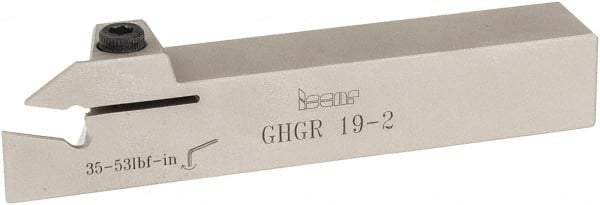 Iscar - GHG, External, Right Hand, 1.34" Max Depth of Cut, 0.016 to 3/32" Groove Width, Indexable Grooving Tool Holder - GI..,TIP.. Insert Compatibility, 3/4" Shank Height, 3/4" Shank Width, 4-1/2" OAL - Eagle Tool & Supply