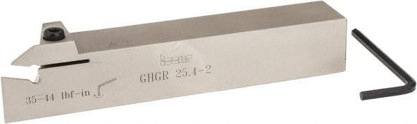 Iscar - GHG, External, Right Hand, 1.34" Max Depth of Cut, 0.016 to 3/32" Groove Width, Indexable Grooving Tool Holder - GI..,TIP.. Insert Compatibility, 1" Shank Height, 1" Shank Width, 6" OAL - Eagle Tool & Supply