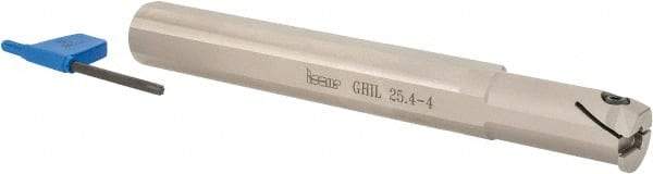 Iscar - GHI, Internal, Left Hand, 0.197" Max Depth of Cut, 0.098 to 0.157" Groove Width, Indexable Grooving Tool Holder - GIFI.., GIMY.., GINI.., GIPI.., TIPI.. Insert Compatibility, 1" Shank Width, 8" OAL - Eagle Tool & Supply