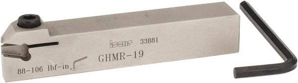 Iscar - GHMR, External, Right Hand, 0.189" Max Depth of Cut, 1/4" Max Groove Width, Indexable Grooving Tool Holder - GI.., GPV.., TIP.. Insert Compatibility, 3/4" Shank Height, 3/4" Shank Width, 4.4" OAL - Eagle Tool & Supply