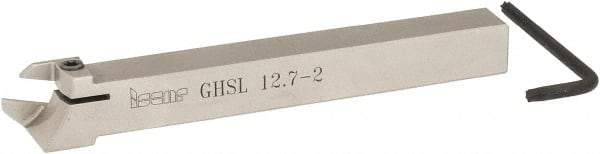 Iscar - GHS, External, Left Hand, 1" Max Depth of Cut, 0.087 to 1/8" Groove Width, Indexable Grooving Tool Holder - GIG, GIM, GIP, TIP Insert Compatibility, 1/2" Shank Height, 1/2" Shank Width, 4.72" OAL - Eagle Tool & Supply