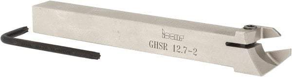 Iscar - GHS, External, Right Hand, 1" Max Depth of Cut, 0.087 to 1/8" Groove Width, Indexable Grooving Tool Holder - GIG, GIM, GIP, TIP Insert Compatibility, 1/2" Shank Height, 1/2" Shank Width, 4.72" OAL - Eagle Tool & Supply