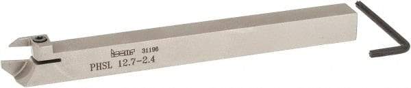 Iscar - PHS, External, Left Hand, 1/2" Max Depth of Cut, 3/32 to 1/8" Groove Width, Indexable Grooving Tool Holder - GDMW 2.4 Insert Compatibility, 1/2" Shank Height, 1/2" Shank Width, 5.9" OAL - Eagle Tool & Supply