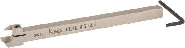 Iscar - PHS, External, Left Hand, 3/32 to 1/8" Groove Width, Indexable Grooving Tool Holder - GDMW 2.4 Insert Compatibility, 3/8" Shank Height, 3/8" Shank Width, 5-29/32" OAL - Eagle Tool & Supply