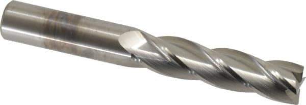 M.A. Ford - 5/8", 2-1/2" LOC, 5/8" Shank Diam, 4-5/8" OAL, 4 Flute, Solid Carbide Square End Mill - Single End, Uncoated, Spiral Flute, 30° Helix, Centercutting, Right Hand Cut, Right Hand Flute, Series 122 - Eagle Tool & Supply