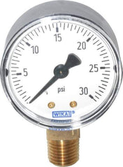 Wika - 2" Dial, 1/4 Thread, 0-30 Scale Range, Pressure Gauge - Lower Connection Mount, Accurate to 3-2-3% of Scale - Eagle Tool & Supply