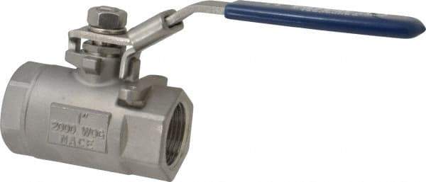 NIBCO - 1" Pipe, Standard Port, Stainless Steel Standard Ball Valve - 2 Piece, Inline - One Way Flow, FNPT x FNPT Ends, Locking Lever Handle, 2,000 WOG, 150 WSP - Eagle Tool & Supply
