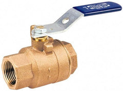 NIBCO - 2" Pipe, Standard Port, Bronze Oxygen Service Ball Valve - 2 Piece, Inline - One Way Flow, FNPT x FNPT Ends, Lever Handle, 600 WOG, 150 WSP - Eagle Tool & Supply