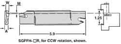 Iscar - 1.2598" Blade Height, 0.2047" Blade Width, 5.9055" OAL, Left Hand Cut, Double End Indexable Cut-Off Blade - 30mm Max Depth of Cut, SGFFH Blade - Eagle Tool & Supply