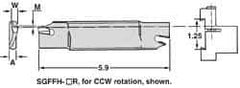 Iscar - 1.2598" Blade Height, 0.1575" Blade Width, 5.9055" OAL, Right Hand Cut, Double End Indexable Cut-Off Blade - 20mm Max Depth of Cut, SGFFH Blade, Self Grip Series - Eagle Tool & Supply