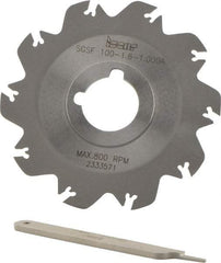 Iscar - Arbor Hole Connection, 0.049" Cutting Width, 1.18" Depth of Cut, 3.94" Cutter Diam, 1" Hole Diam, 10 Tooth Indexable Slotting Cutter - SGSF Toolholder, GSFN, GSFU Insert - Eagle Tool & Supply